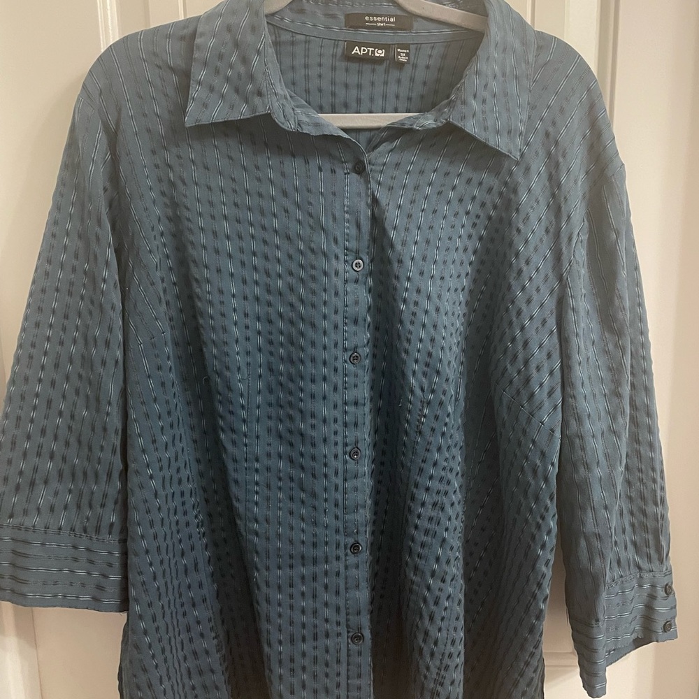 Apt 9 Plus Size 2X Green Long Sleeve Button Down Shirt
